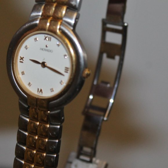 Authentic Movado Diamonds 2-Tone Swiss Watch w Box Manual